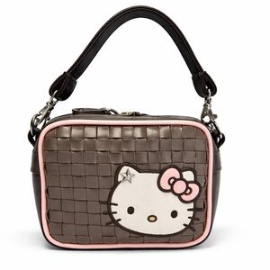 Sanrio Hello Kitty Woven Leather & Nylon Mini Handbag! Excellent